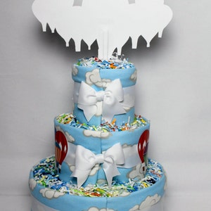 Hot Air Balloons Baby Diaper Cake Shower Gift or Centerpiece imagem 3