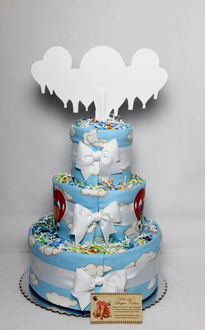 Hot Air Balloons Baby Diaper Cake Shower Gift or Centerpiece image 3