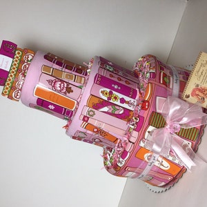 Books Baby Diaper Cake Shower Girls Pink Gift Centerpiece