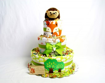 Woodland Animals SELECT TOPPER and RIBBONS Baby Diaper Cake Shower Gift Centerpiece