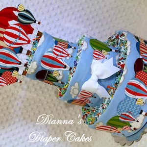 Hot Air Balloons Baby Diaper Cake SELECT COLOR THEME Shower Gift or Centerpiece