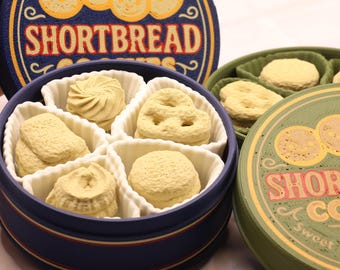Shortbread Cookie Tin Fidget Set | Clicker Fidget Toys |Fake Food Desk Toy | Sensory Gift