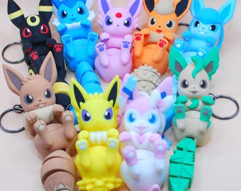 Set di portachiavi flessibili Eeveelution - Porta badge Pokémon articolato - Charm per borsa Evolutions