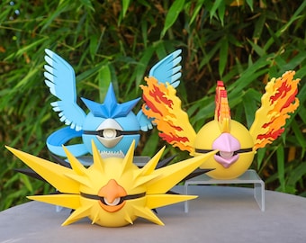 Set da esposizione Trio di Uccelli Leggendari - Articuno Zapdos Moltres Poké Ball da collezione