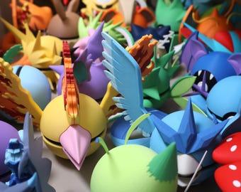 Pokeball Collectible Display | Display Stand | Creature Figure Holder | Dragonite, Scyther, Magnemite, Ninetails, Snorlax, Jigglypuff + more