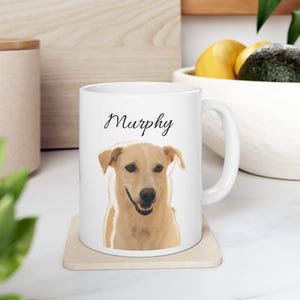 Custom Dog Photo Ceramic Mug, Personalized Pet Gift, Unique Coffee Cup for Dog Lovers.