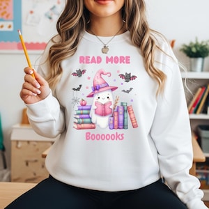 Books Lovers Ghost Sweatshirt for Teachers Librarians Book Clubs S-3XL in 4 Colors