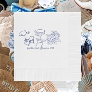 Custom Last Toast on the Coast Napkins Beach Bachelorette Party Decor Custom Cocktail Napkins Bach Party Supplies Espresso Martini Design