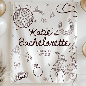 Western Bachelorette Banner Last Rodeo Bachelorette Party Decor Disco Cowgirl Banner Denim and Diamond Nash Bash Party Decorations