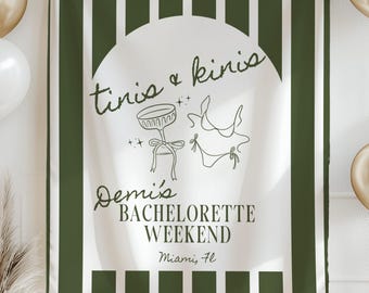 Custom Tinis and Minis Bachelorette Banner, Tinis and Bikinis Bachelorette Backdrop, Martinis and Bikinis Canvas Sign for Bach Bride Party