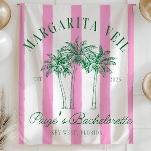 Margarita Veil Themed Bachelorette Photo Backdrop Custom Margarita Bach Party Banner Margs and Matrimony Tapestry Beach Party Florida Bach