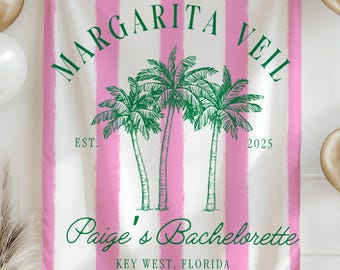 Margarita Veil Themed Bachelorette Photo Backdrop Custom Margarita Bach Party Banner Margs and Matrimony Tapestry Beach Party Florida Bach