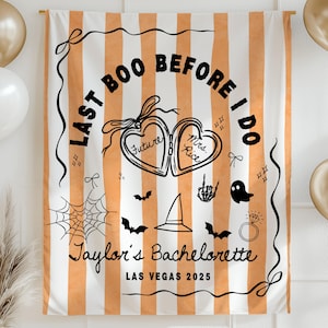 Last Boo Before I Do Banner Halloween Bachelorette Party Decor Spooky Bride or Die Banner Same Broomstick Forever Custom Witchy Bride Sign