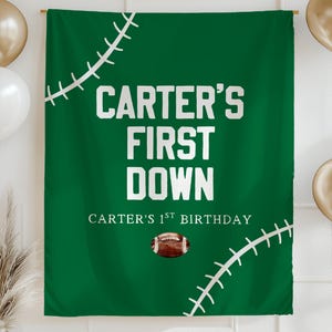 First Down Birthday Banner Football Birthday Party Decor 1st Birthday Banner Boy Sports Theme Birthday Custom Name Party Sign Football Theme