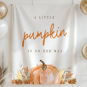 A Little Pumpkin on the Way Banner Fall Baby Shower Banner Autumn Baby Shower Decorations Gender Neutral Baby Shower Decor Custom Sign