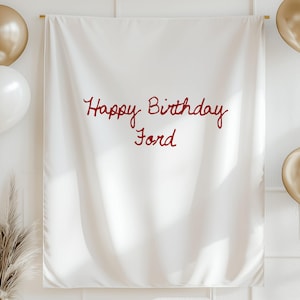 Custom Birthday Banner Fabric Name Sign Minimalist Kids Party Sign Boho Birthday Backdrop Personalized Birthday Banner Neutral Party Decor