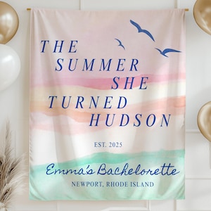 Customize Me! The Summer She Turned Married Banner Bachelorette Party Summer Bach Decor TSITP Themed Party Decoration Coastal Bach Backdrop
