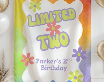 Limited TWO födelsedagsbanderoll Y2K-flickors 2-årsdagsdekor Limited Too inspirerad festskylt Retro 2000-tals millennialmamma födelsedagsbanderoll anpassad