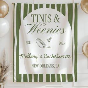 Tinis and Weenies Bachelorette, Weenies and Martinis Banner, Custom Bachelorette Backdrop, Tinis and Weenies Canvas Bachelorette Sign Photos