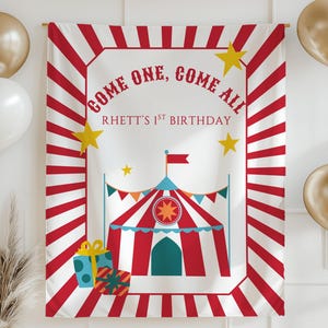 Come ONE Come All Birthday Banner Circus First Birthday Decor Carnival Party Sign Big Top 1st Birthday Banner Custom Name Party Backdrop