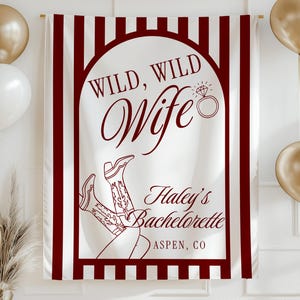 Wild Wild Wife Bachelorette Banner, Western Theme Bachelorette Party Decoration, Custom Bride Party Sign, Cowgirl Bridal Backdrop