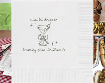 Tinis and Weenies Bachelorette Party Napkins Espresso Martini Bachelorette Party Decor Custom Cocktail Napkins Bach Party Tini Bit Closer to