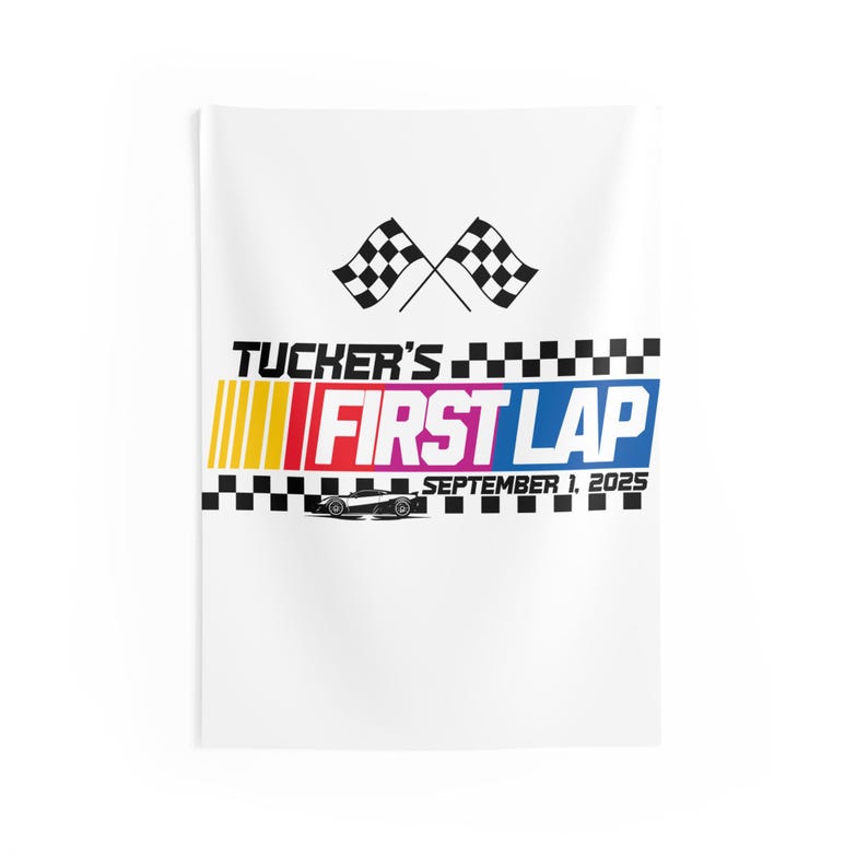 First Lap Birthday Banner Race Car Fast One First Birthday Decor Boy ...