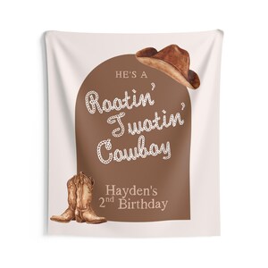 Rootin Twotin Cowboy Birthday Banner Two Year Old Boy Western Party Decor Cowboy Birthday Sign 2nd Birthday Banner Wild West Theme 50" × 60"