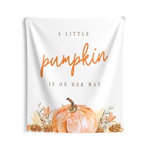 Ein kleiner Kürbis auf dem Weg Banner Herbst Baby Shower Banner Herbst Baby Shower Dekorationen Gender Neutral Baby Shower Decor Custom Sign Bild 5