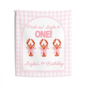 Pinch Me Im One Crawfish Birthday Banner Custom Southern Bayou First Birthday Backdrop Personalized One Party Sign Cake Smash Photo Backdrop image 6