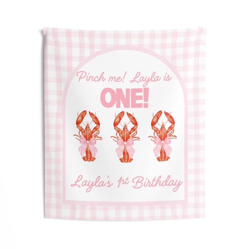 Pinch Me Im One Crawfish Birthday Banner Custom Southern Bayou First Birthday Backdrop Personalized One Party Sign Cake Smash Photo Backdrop image 6