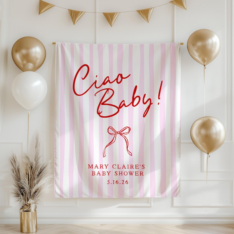 Ciao Baby Shower Banner Custom Baby Shower Sign Italian Theme Baby Shower Decor Gender Neutral Baby Banner Personalized Baby Name Banner