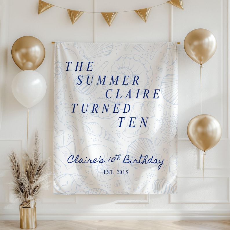 The Summer I Turned Pretty Birthday Banner TSITP Party Decor Beachy Birthday Sign Belly-Inspired Custom Banner Summer Girl Party Backdrop
