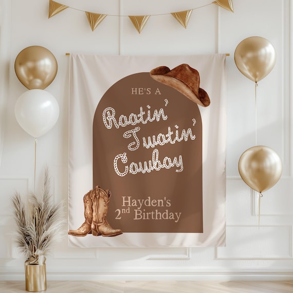Rootin Twotin Cowboy Birthday Banner Two Year Old Boy Western Party Decor Cowboy Birthday Sign 2nd Birthday Banner Wild West Theme