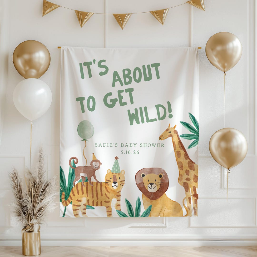 Wild Animal Safari Themed Baby Shower Decor Wild One Party Sign Animal ...
