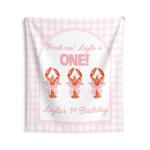 Pinch Me Im One Crawfish Birthday Banner Custom Southern Bayou First Birthday Backdrop Personalized One Party Sign Cake Smash Photo Backdrop image 7