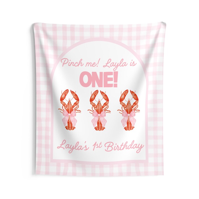 Pinch Me Im One Crawfish Birthday Banner Custom Southern Bayou First Birthday Backdrop Personalized One Party Sign Cake Smash Photo Backdrop image 7