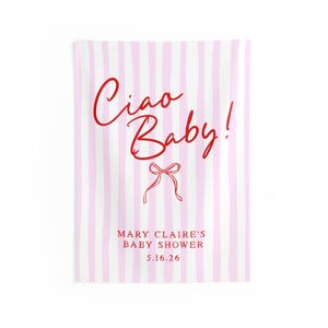 Banner de Baby Shower Ciao, letrero personalizado para Baby Shower, decoración de Baby Shower con temática italiana, banner de género neutro para bebé, banner personalizado con nombre de bebé 26" × 36"