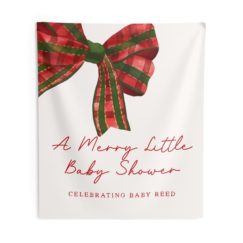 Merry Little Baby Shower Banner Custom Christmas Baby Shower Backdrop Holiday Baby Shower Decor Personalized Winter Baby Shower Sign image 8