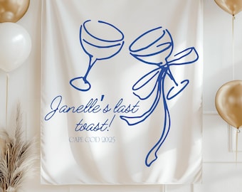 Last Toast on the Coast Bachelorette Banner Sign Customized Backdrop Personalized Bach Party Decor Beach Bachelorette Classy Bach Decoration