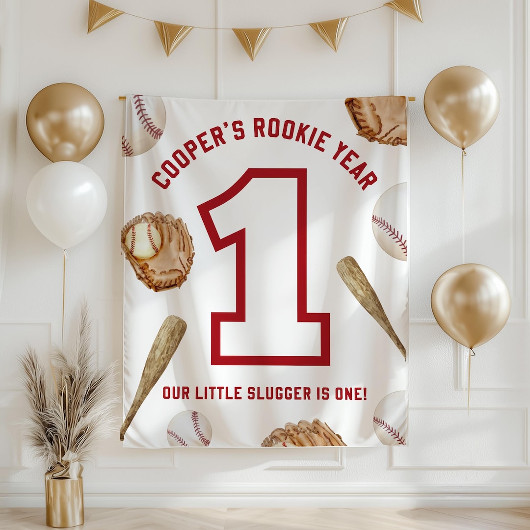 Rookie of the Year Birthday Banner First Birthday Sports Theme Party ...