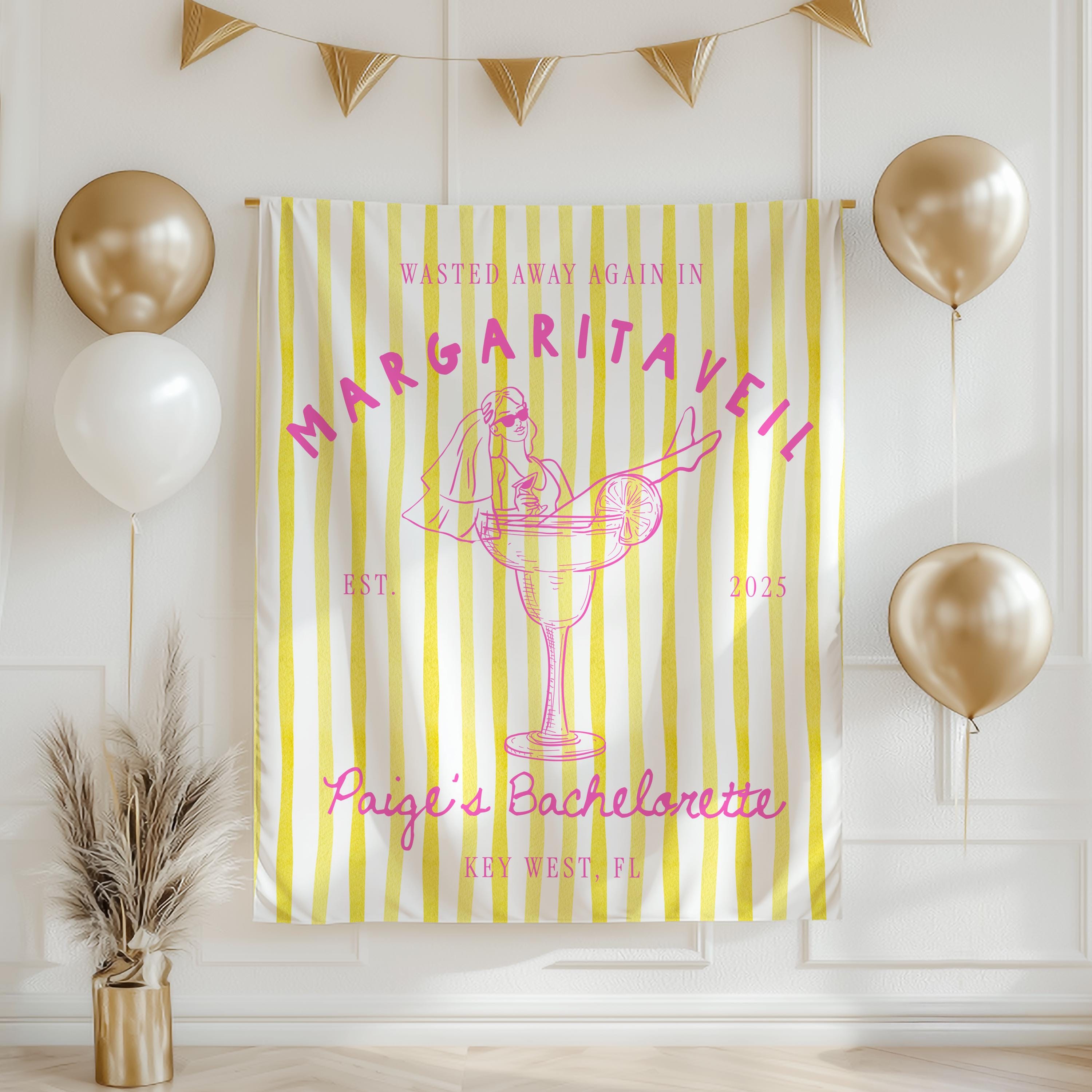 Margarita Themed Bachelorette Photo Backdrop Custom Margarita Veil Bach ...
