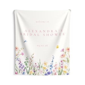 Custom Wedding Banner Wildflower Bridal Shower Decorations Bride in Bloom Boho Bridal Shower Backdrop Wedding Shower Banner Custom Sign 50" × 60"