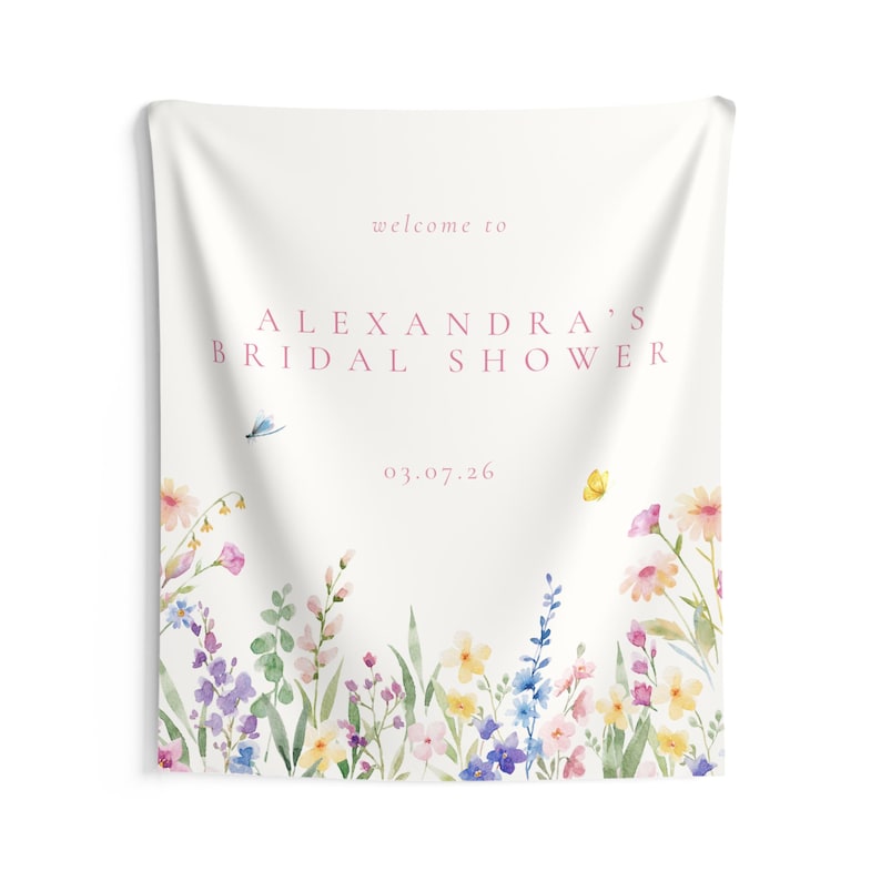 Custom Wedding Banner Wildflower Bridal Shower Decorations Bride in Bloom Boho Bridal Shower Backdrop Wedding Shower Banner Custom Sign 50" × 60"