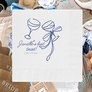 Last Toast on the Coast Napkins Beach Bachelorette Party Decor Custom Cocktail Napkins Bach Party Supplies Espresso Martini Design