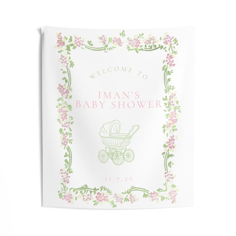 Striscione personalizzato per baby shower Striscione per baby shower personalizzato Decorazioni classiche per baby shower Sfondo neutro per baby shower Elegante cartello per baby shower immagine 6
