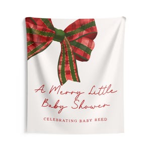Merry Little Baby Shower Banner Custom Christmas Baby Shower Backdrop Holiday Baby Shower Decor Personalized Winter Baby Shower Sign image 7
