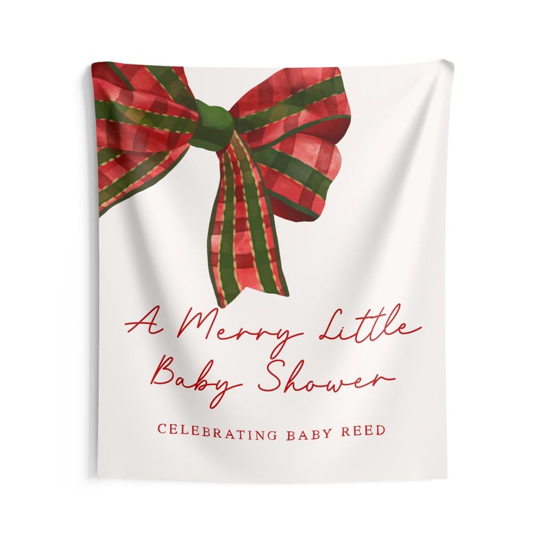 Merry Little Baby Shower Banner Custom Christmas Baby Shower Backdrop Holiday Baby Shower Decor Personalized Winter Baby Shower Sign image 7