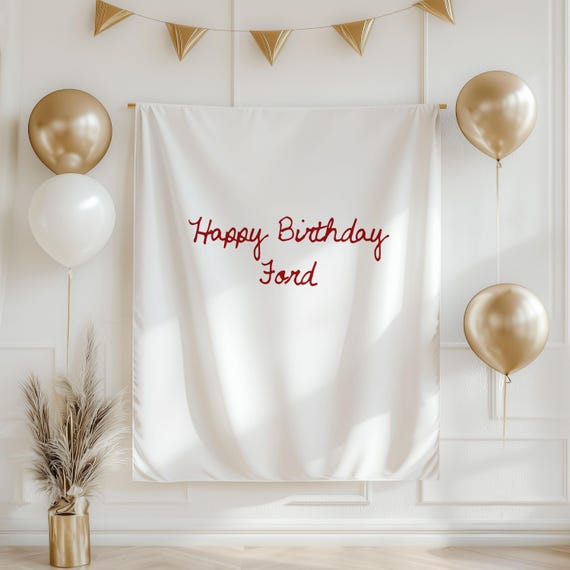 Custom Birthday Banner Fabric Name Sign Minimalist Kids Party Sign Boho Birthday Backdrop Personalized Birthday Banner Neutral Party Decor