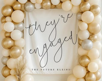 Custom Engagement Party Banner Fabric Welcome Party Sign Photo Booth Backdrop Just Engaged Party Decorations Martini Engagement Banner